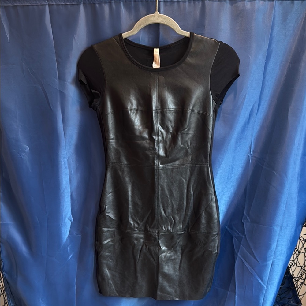 Elegant Black Leather Mini Dress